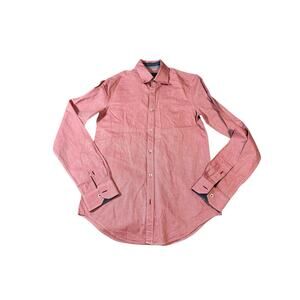 Zara Man SZ Small Red Button Up Long Sleeve Shirt Dress Slim Fit Formal‎ Holiday